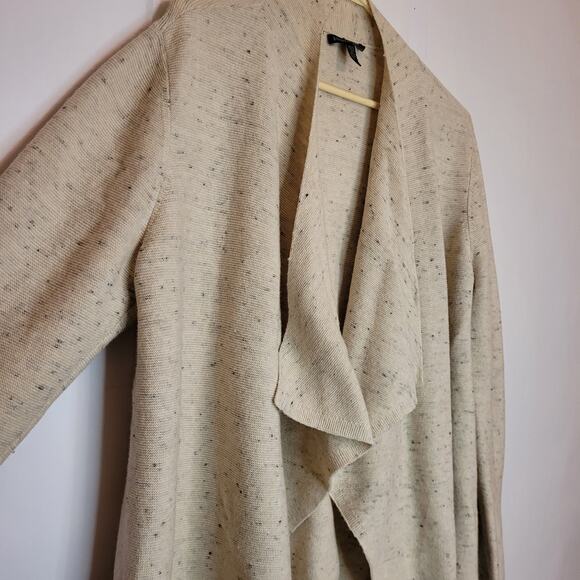 Eileen Fisher cream speckled organic cotton wool open front cardigan Size medium - Picture 4 of 6